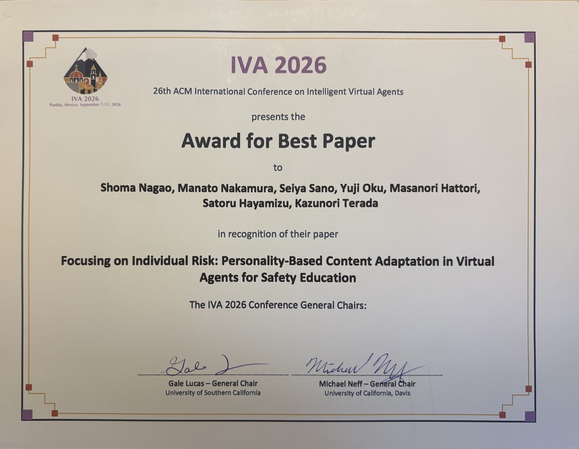 IVA2026-Best Paper表彰状.jpg